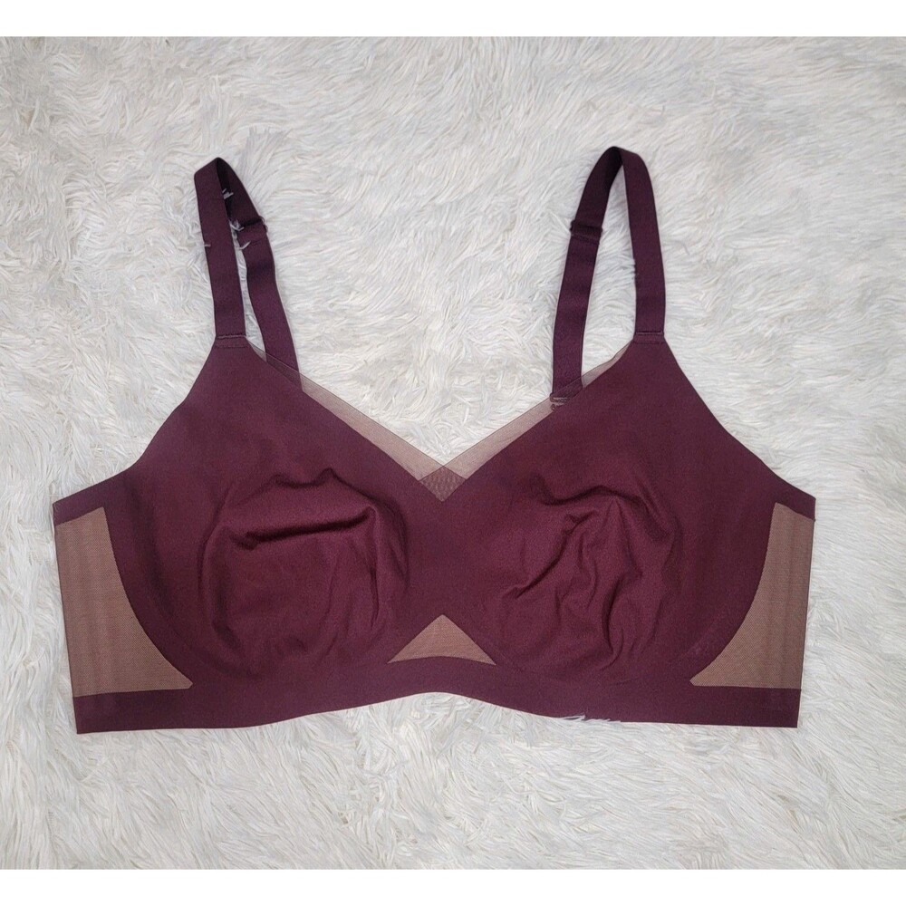 Honeylove Crossover Bra Plus Size 1X Fig Wireless Soft Cups Mesh Trim P